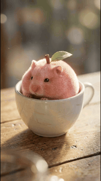 AI generated video: Single continuous macro shot, ultra-cute miniature hybrid, ABSOLUTELY ZERO…