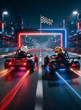 AI generated video: Create a 5-second vertical cinematic racing finale based directly on the…