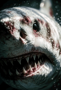 AI generated video: The white shark hidden structure is exposed in an Anatomy Reveal effect