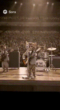 AI generated video: Title: The Bengals – 1960s Stadium Debut Prompt: A new pop band of four Bengal…