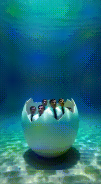 AI generated video: A surreal, high-definition 15-second cinematic sequence shot underwater in a…