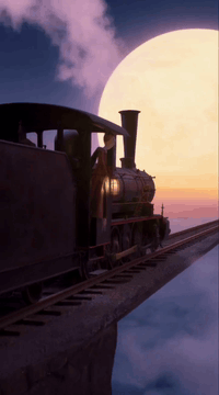 Видео, сгенерированное нейросетью: HCSM, handcrafted stop-motion cinematography, a tiny steam locomotive travels…