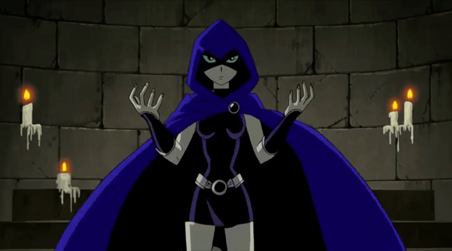 AI generated video: TnC1tr0n, rvn, she stands in a dim stone chamber as her blue hooded cloak…