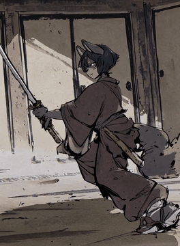 AI generated video: A sumiink painting style animation of Gumdong, a furry woman with black short…