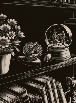 AI generated video: This video is shot in da0klfe, black and white woodcut-style illustration. This…