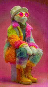 AI generated video: Feline Fashionista