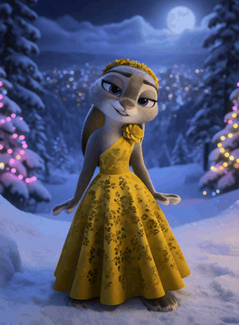 AI generated video: Judy waves at viewer and blows a kiss.