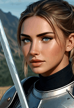 AI generated video: beautiful woman in Amidst the clatter of a skirmish, the Salamander emerges as…