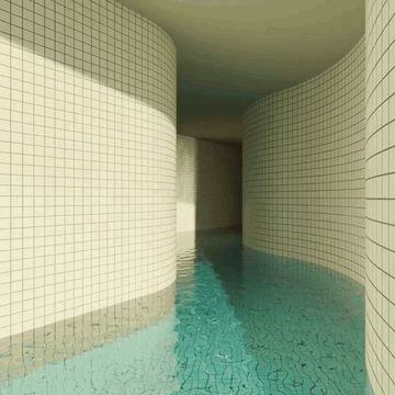 AI generated video: Gentle ripples in the water, a small yellow duck floats by, very ambient mood…