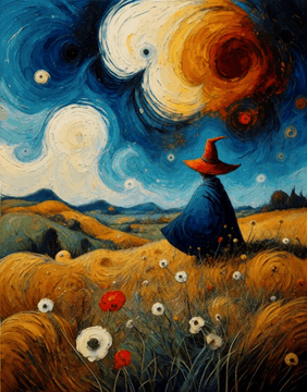 AI生成视频：Subject and Character Design A solitary wizard stands in a vast golden meadow…