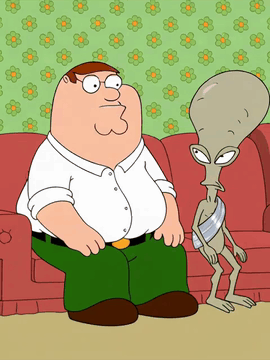 AI generated video: family guy skit about aliens