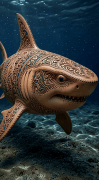 AI generated video: 60fps, 8k, shark moving wild fast foward natural like shark