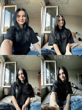 Видео, сгенерированное нейросетью: An unedited phone recording of a 21-year-old woman sitting on her bed in a…