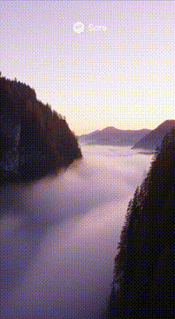 AI generated video: @zhangling A cinematic aerial journey through a tranquil mountain valley at…