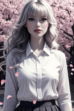 AI generated video: closeup one pretty girl, solo, supermodel, pale skin, long wavy hair, blunt…