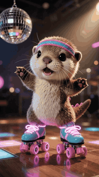 AI generated video: Photorealistic high-fantasy retro dance macro photo. Dynamic low-angle…