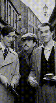 AI generated video: Commercial for UHF 62.4 program British comedy "Ed, Edwin and Edward". 1960's…