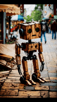 AI generated video: sad eco robot