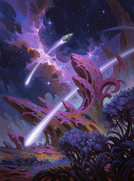 AI generated video: Painting of a surreal cosmic landscape where vibrant purple and pink nebulae…