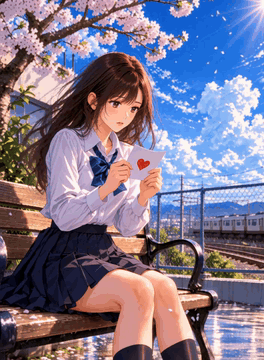 AI generated video: z1os, 100% anime, cinematic romantic scene on a Japanese school rooftop in…
