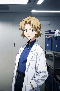 AI generated video: she bows, formal, serious