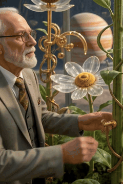 AI generated video: [Shot 1] furestify style, Scene: An elderly inventor stands in a lush…