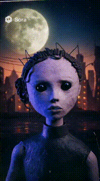 AI generated video: « static dreams behind my eyes nothing‘s real beneath the lies. »