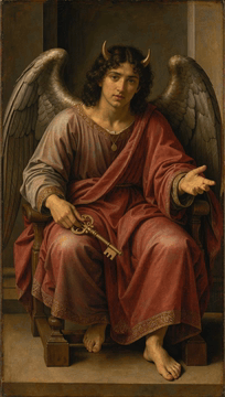 AI generated video: The painting comes to life. Keep the character, his costume, the wooden chair…