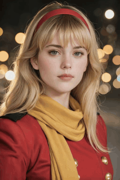 AI generated video: A young woman with a classic retro style slowly and playfully bats her…