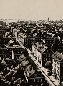 AI generated video: This video is shot in da0klfe, a black and white woodcut-style illustration…