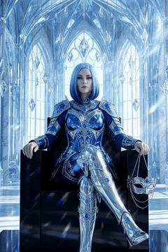 AI generated video: A full-length cinematic shot of a majestic warrior princess with long, flowing…