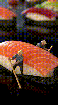 AI generated video: 🐡🍣