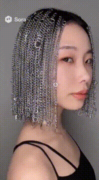 AI generated video: あなたはどんな髪型だったらなりたい？ 4つのスタイルを見せる動画。 素材のままの髪の毛に。 根元からまるで生えている様に自然に。…