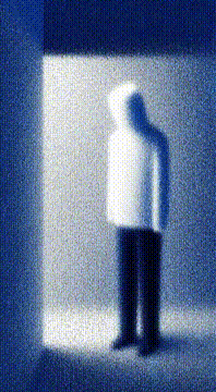 AI generated video: GOAL&STAKES: The hooded figure pushes themself to cross from the deep-blue…