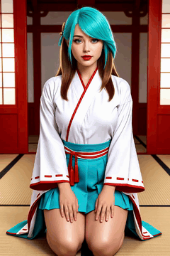 AI generated video: edgEF, 1girl, narrow waist, turquoise hair, long brown hair, swept bangs…