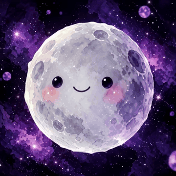 AI generated video: A hyper-detailed, whimsical animation of the cute, smiling moon character…