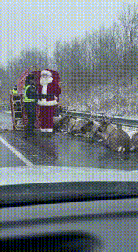 AI generated video: Instead of a truck it’s Santa’s sleigh and instead of elves it’s his reindeer
