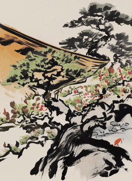 AI generated video: A sumiink painting style animation. The video starts with with a view of a…