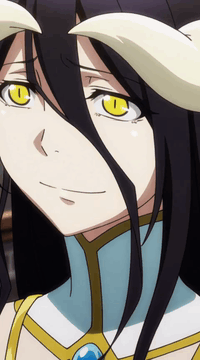 AI generated video: lbd0c1tr0n, A demon girl with long black hair and glowing yellow eyes smirks…