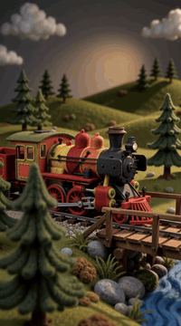 AI generated video: felt_stopmotion_style, Miniature stop-motion diorama, stepped physical…