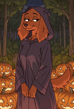 AI generated video: 2d furry cartoon animation. The subject is an anthropomorphic irish setter dog…