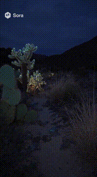 AI generated video: Sandia Foothills Night Journey Desert Flora – Native Plants Alive with Light…