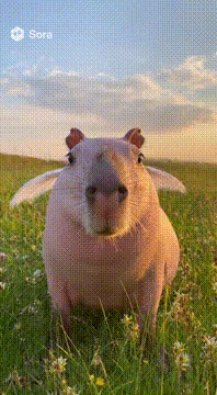 AI generated video: a bald capybara saying i love you and then floating away like an angel