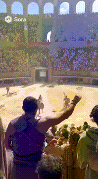 AI generated video: The glory of the colosseum, there’s a big battle ready to happen, the fans are…