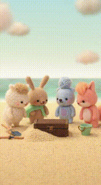 AI generated video: Stop Motion Animation Style Wool Hair Happy Animals Digging and Finding a…