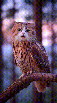 AI generated video: Make a cat with an owl body singing in a new soul in a high pitch voice