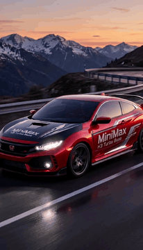 AI generated video: a video of a fast car with text that says minimax h3 turbo