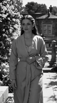 AI generated video: Style: photorealistic. A woman turns her head slightly as a gentle breeze…