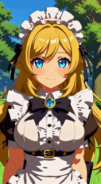 AI generated video: b0twC1tr0n, a pointed-eared young woman with long golden blonde hair and bright…