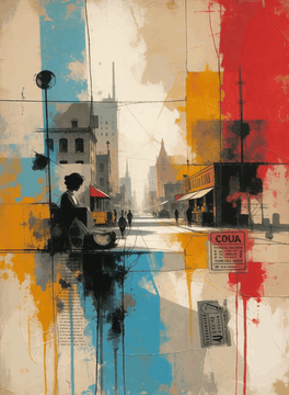 AI generated video: still camera. static background. people slow walking the street. slow paint…